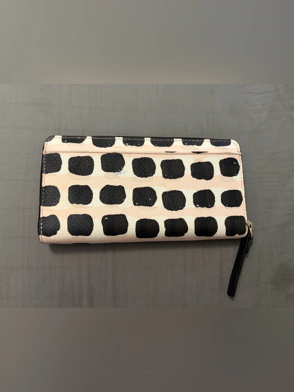 kate spade Pink, Black & White Polka Square Zip Wallet